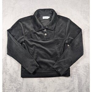 Juicy Couture Velour Quarter Button Sweater Womens Size Small Black Y2k Comfy
